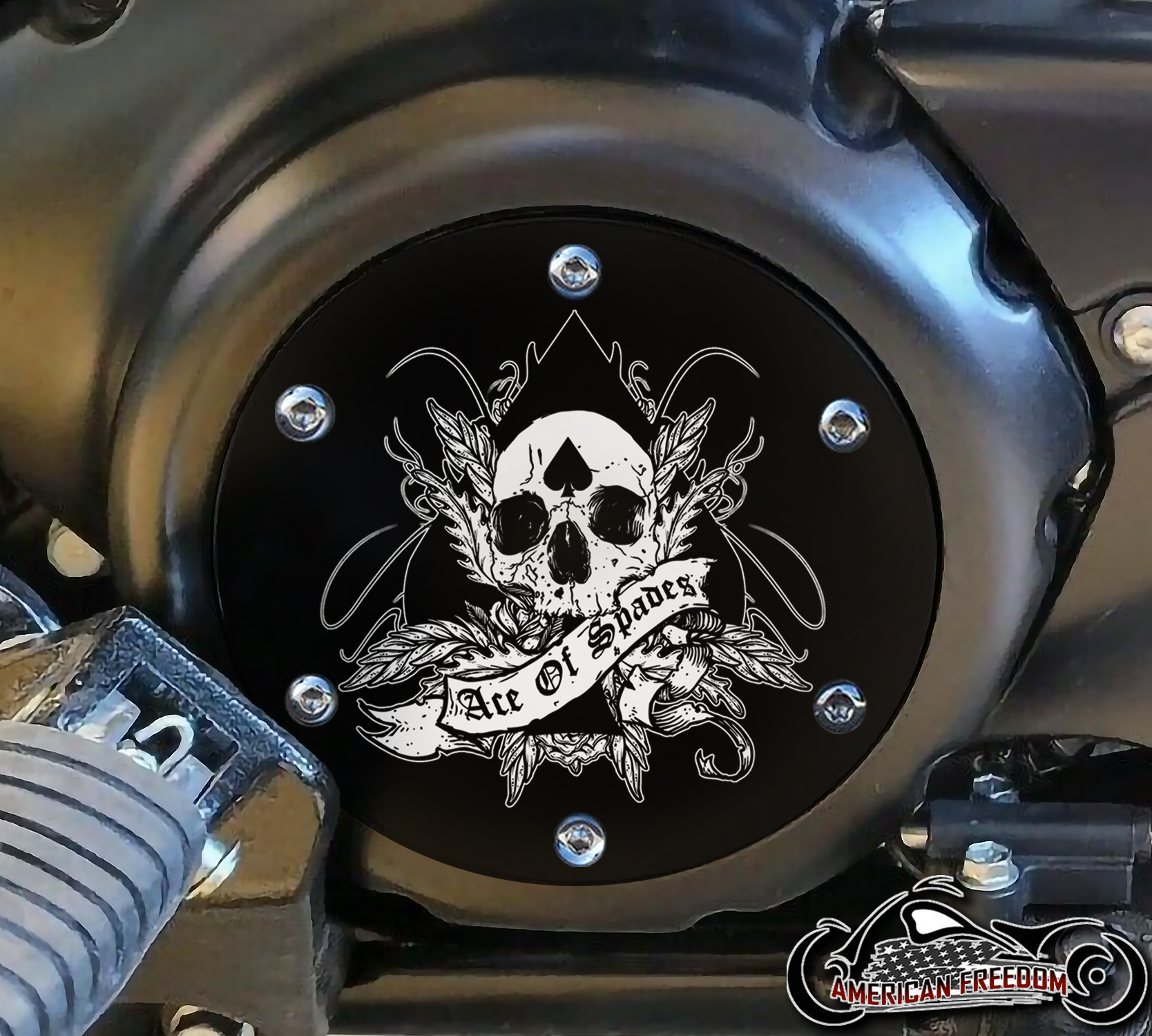 SUZUKI M109R Derby/Engine Cover - Skull Ace Of Spades
